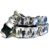 Forest Mist Dog Collar by Big Paw Shop featuring a whimsical design on cotton fabric
